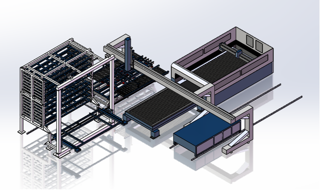 Sistema automatizado de carga e descarga horizontal para armazenamento de materiais